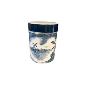 Vtg Delft Blue & White Ceramic Small Lidded Canister Handmade in Holland 3.5 In